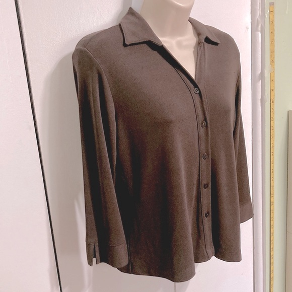 APOSTROPHE Petite Brown Light Sweater Shacket 3/4 Sleeves Womens Medium Petite - Picture 5 of 10